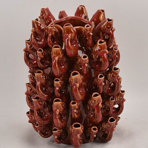 Red & Orange Ceramic Vase Fish 270-621