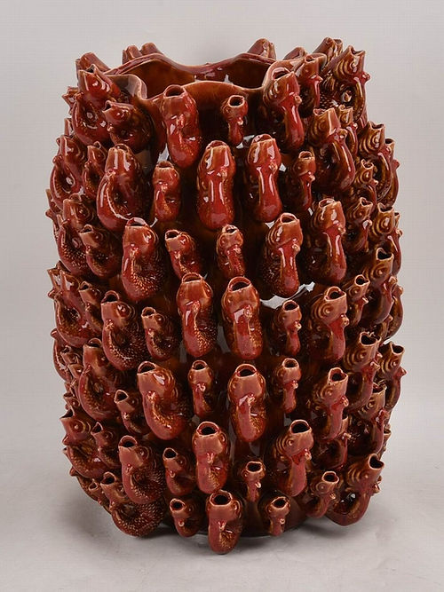 Red & Orange Ceramic Vase Fish 270-622