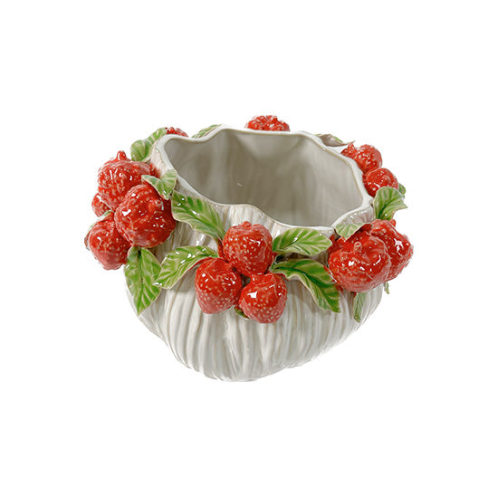 S/2 Beige Ceramic Vase Strawberry 270-238