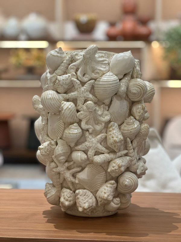 Creme Ceramic Vase Sealife 270-624