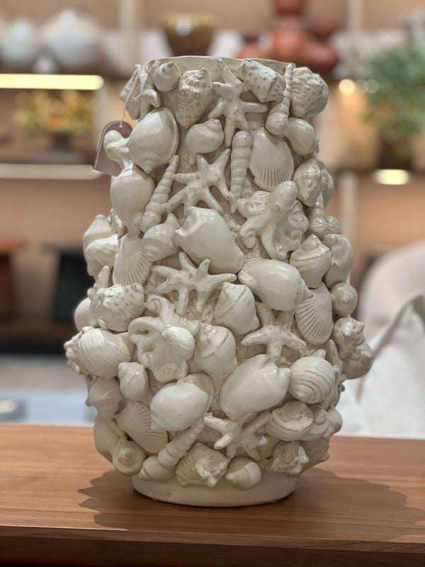 Creme Ceramic Vase Sealife 270-625