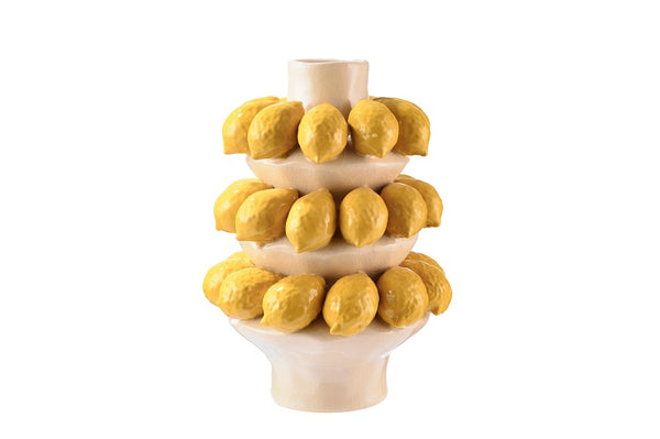 Beige & Yellow Ceramic Vase Lemon 275-203