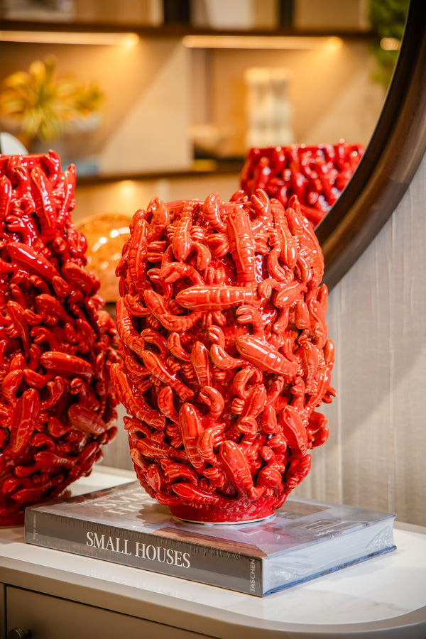 Red Ceramic Vase Lobster 270-626