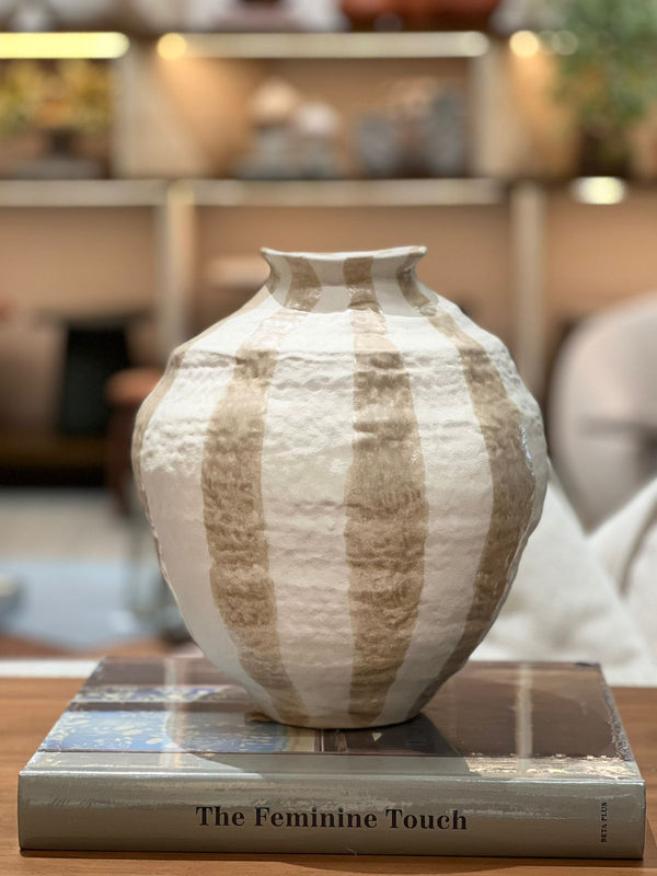 S/2 Vase Creme & Beige Ceramics 275-104