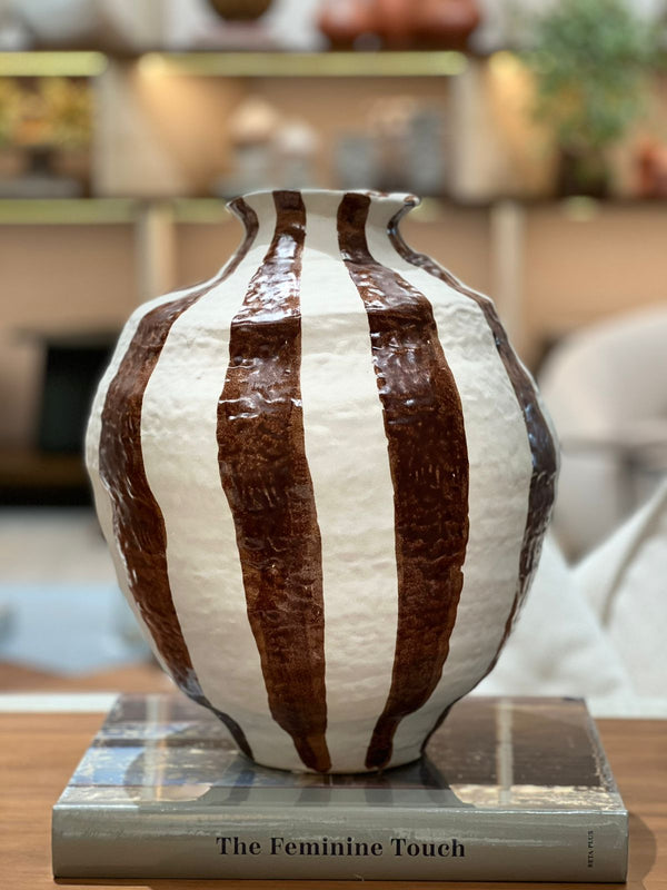Vase Creme & Brown Ceramic 275-105