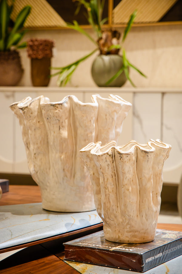 S/2 Vase Off White Ceramics 275-106