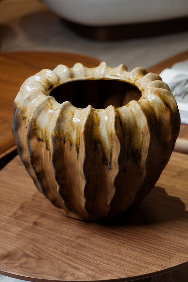S/2 Vase Amber Ceramic 275-109