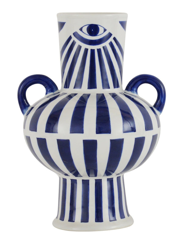 Vase White & Blue Ceramic Corinthe 155-598