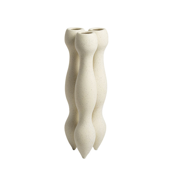 TREE-NECKED ROUND VASE-BEIGE A
