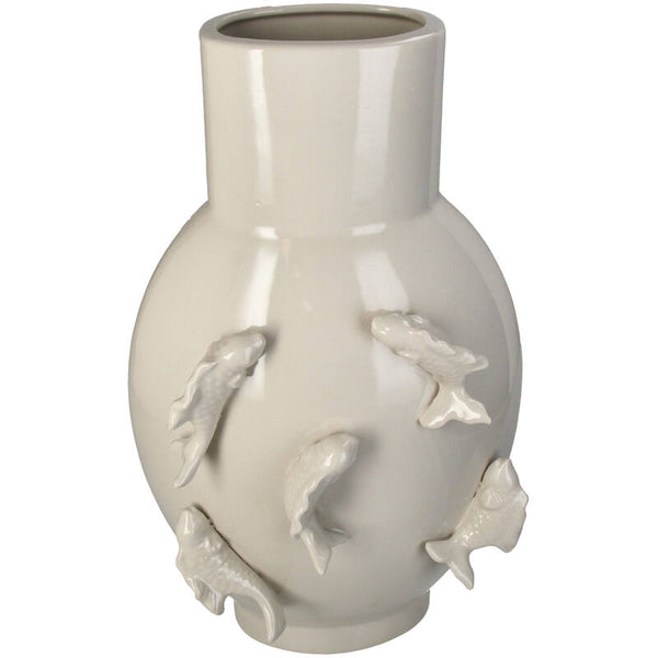Vase Fishes Stoneware Ivory KAL-5894