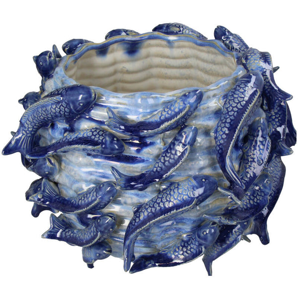 Planter Fishes Fine Earthware Blue KAL-5935
