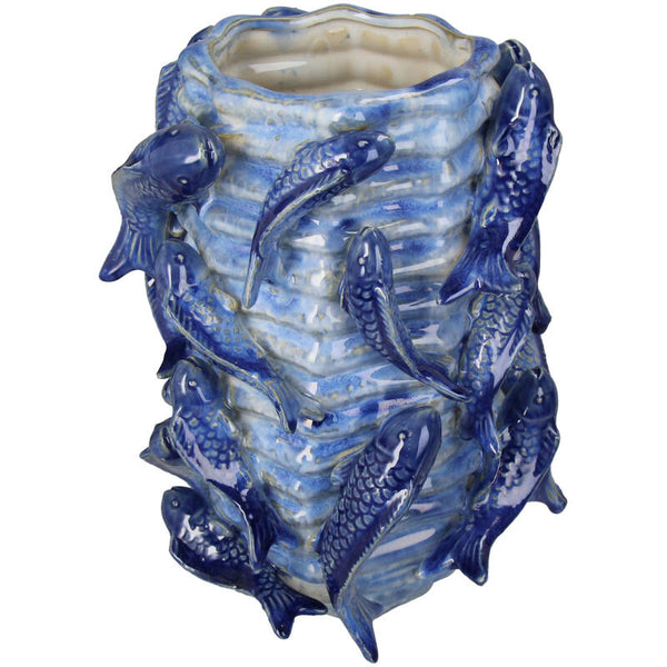 Planter Fishes Fine Earthware Blue KAL-5936