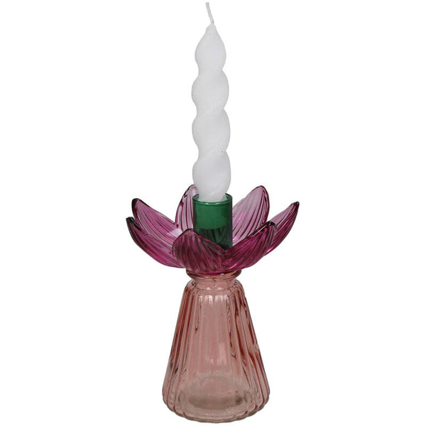 Candle Stick Flowers Glass Multi
