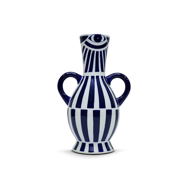 Vase White & Blue Ceramic Corinthe 155-599
